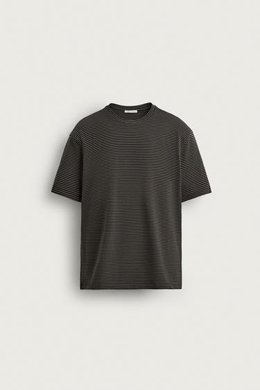 Zara SLIM FIT T-SHIRT - Black / Brown