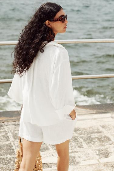 CHEMISE MANCHES LARGES ENTRE-DEUX - Blanc de Zara - Image 3