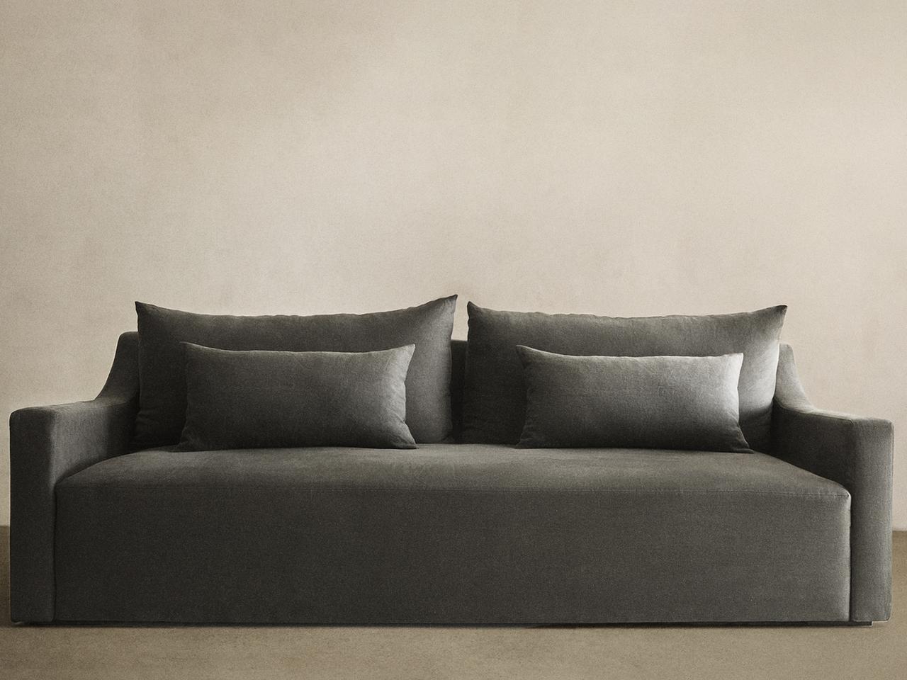 WASHED LINEN COUCH — Dark gray