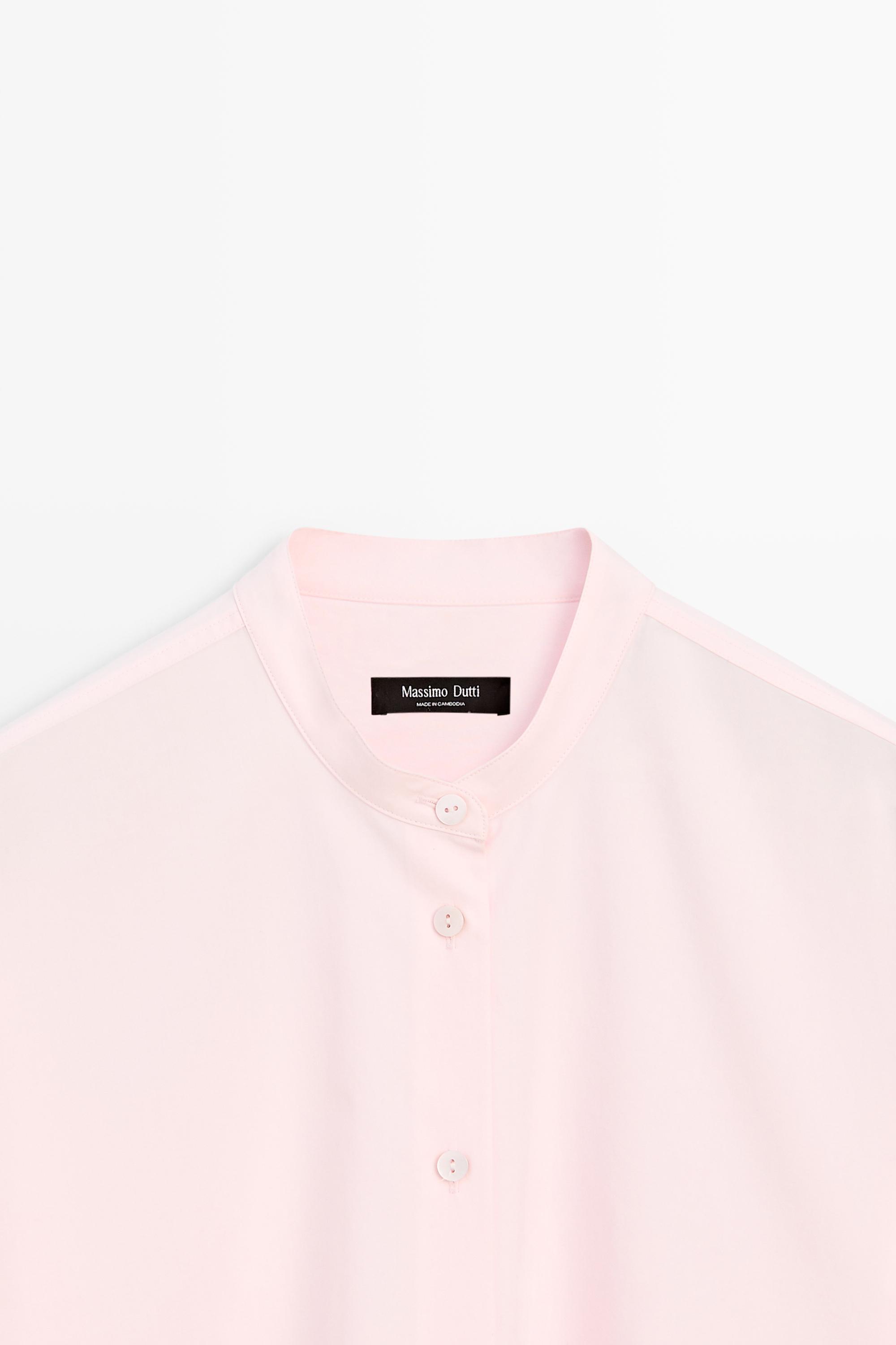 Chemise fluide en coton à col officier