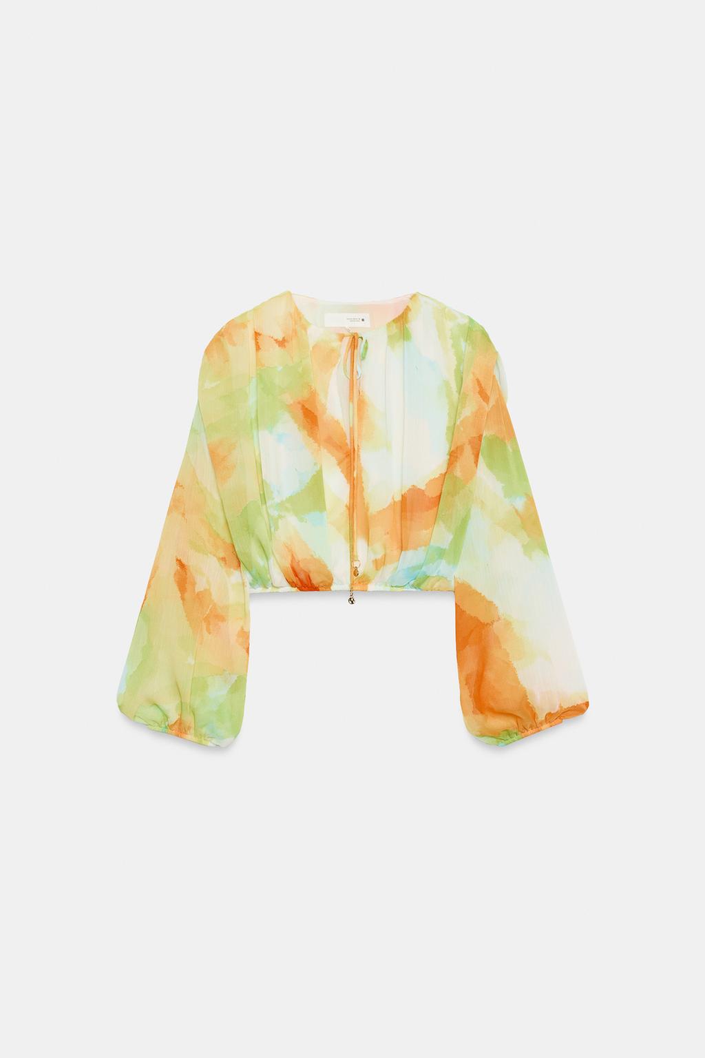 PRINTED CROPPED BLOUSE