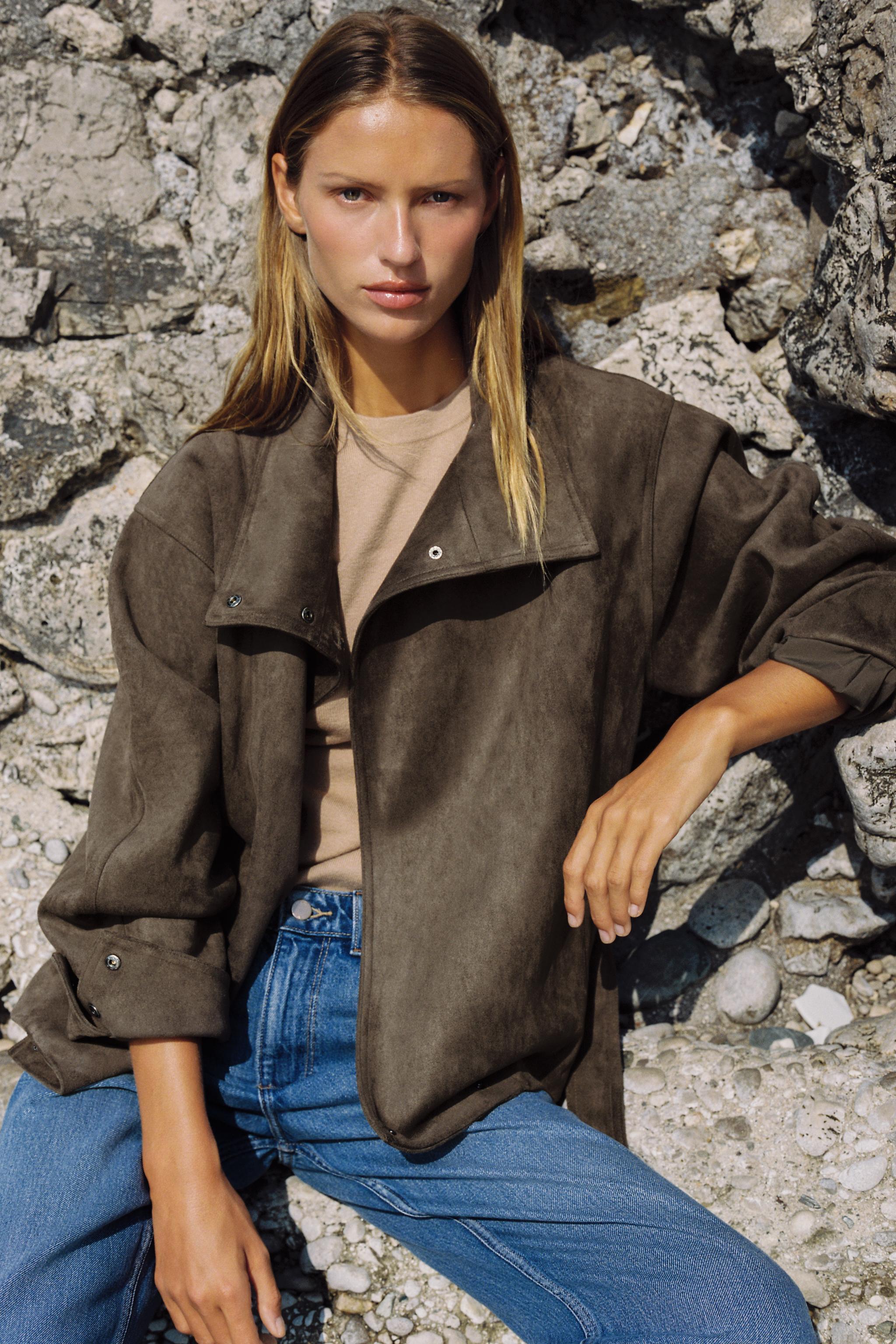 FAUX SUEDE BELTED JACKET