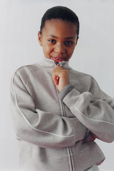 GYM SWEATSHIRT WITH CONTRAST TRIMS - Sand / Marl by Zara