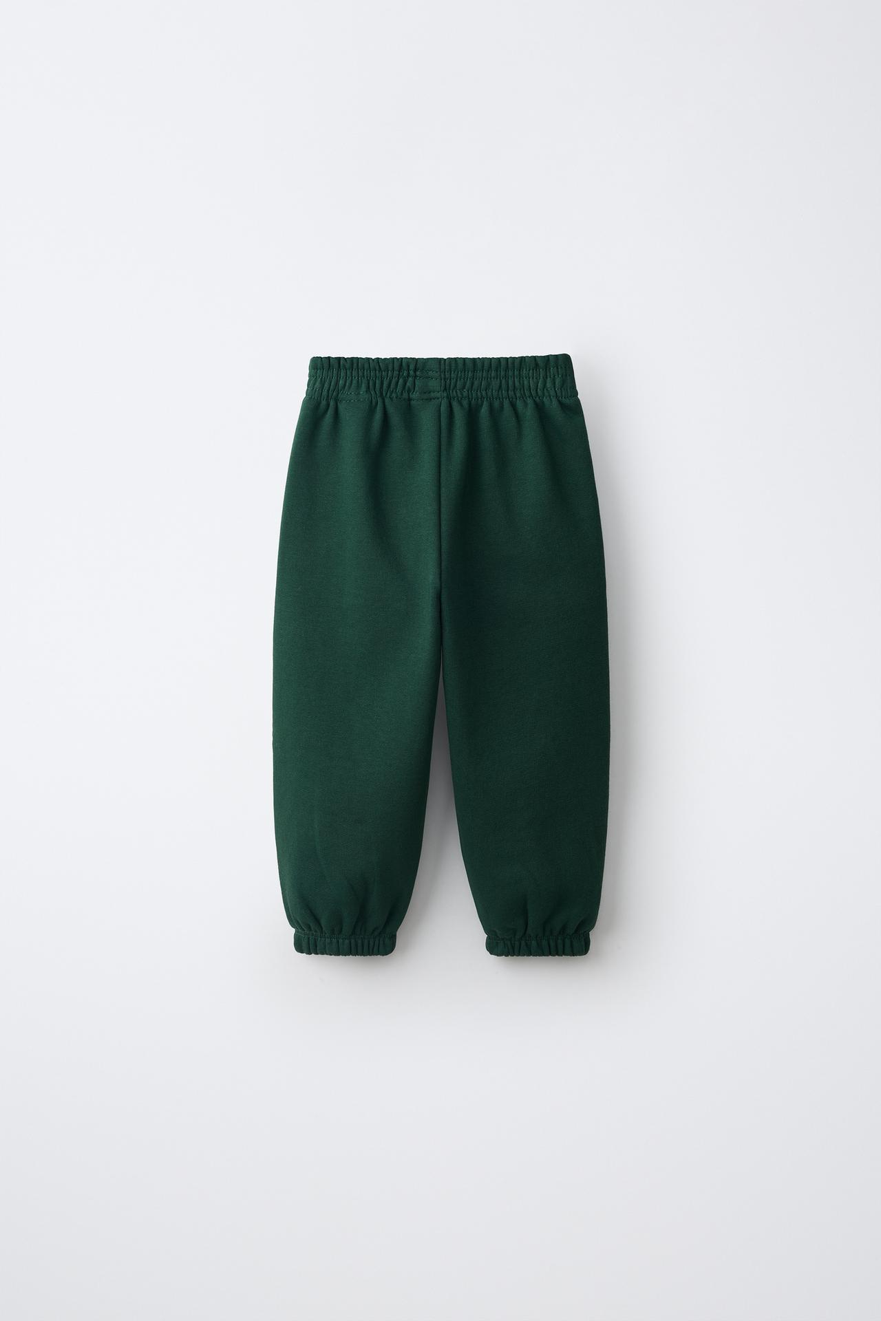 SOLID JOGGER PANTS — Bottle green