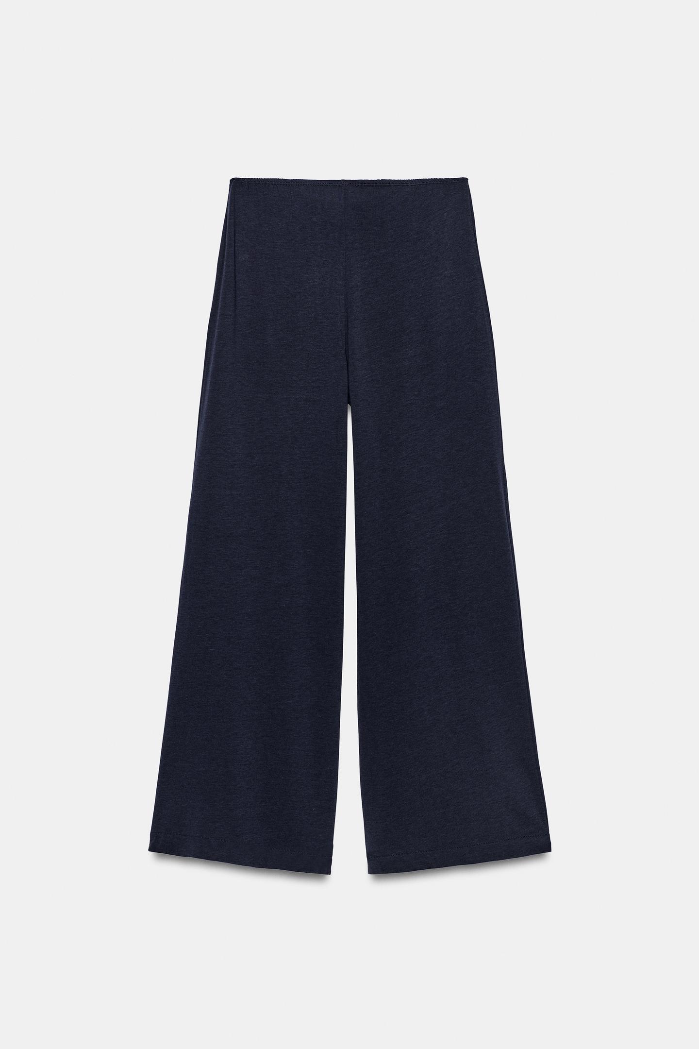 Женские брюки Zara Wide Leg, цвет: Тёмно-синий — фото 5