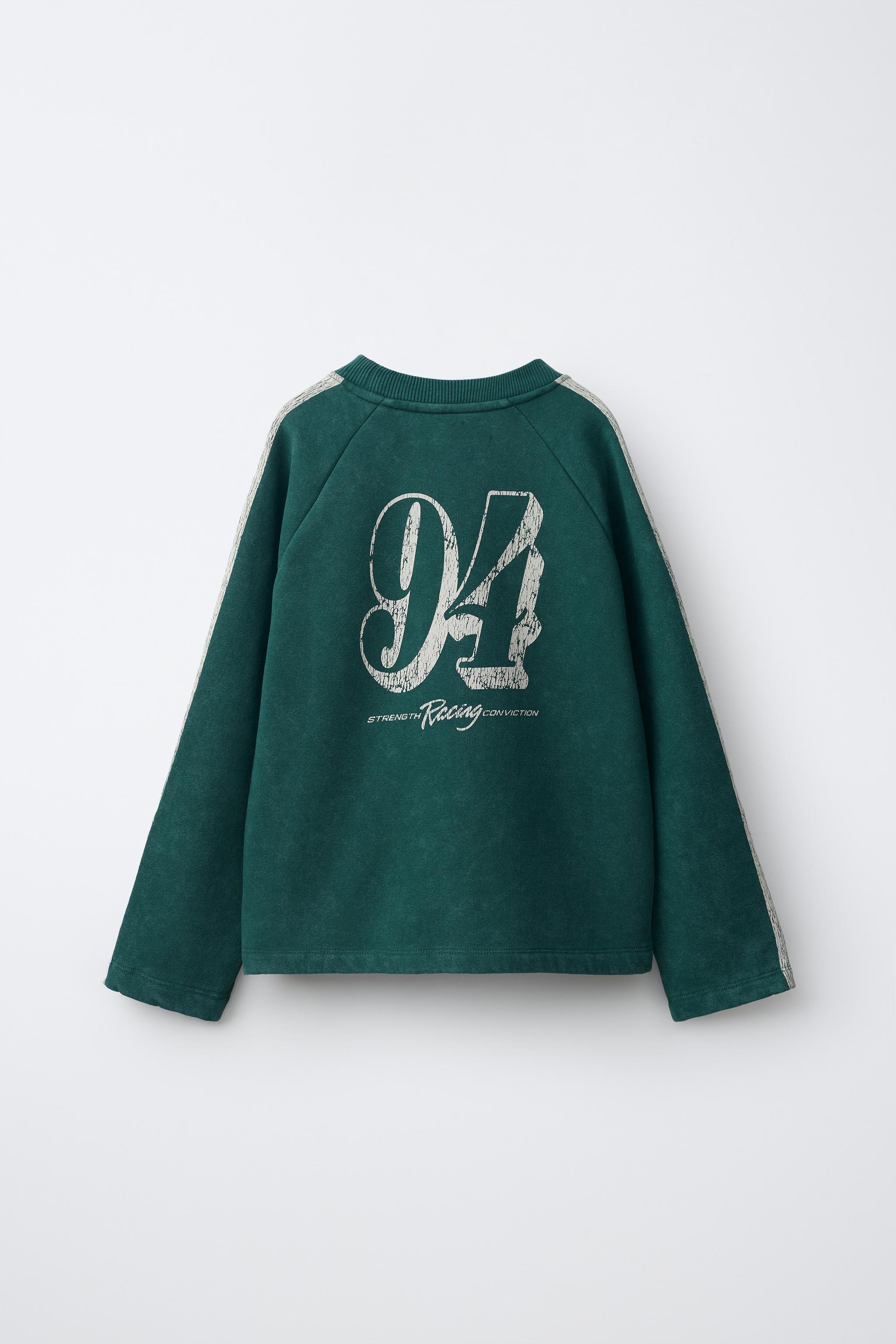 テキストプリント スウェットシャツ - グリーン | ZARA Japan / 日本