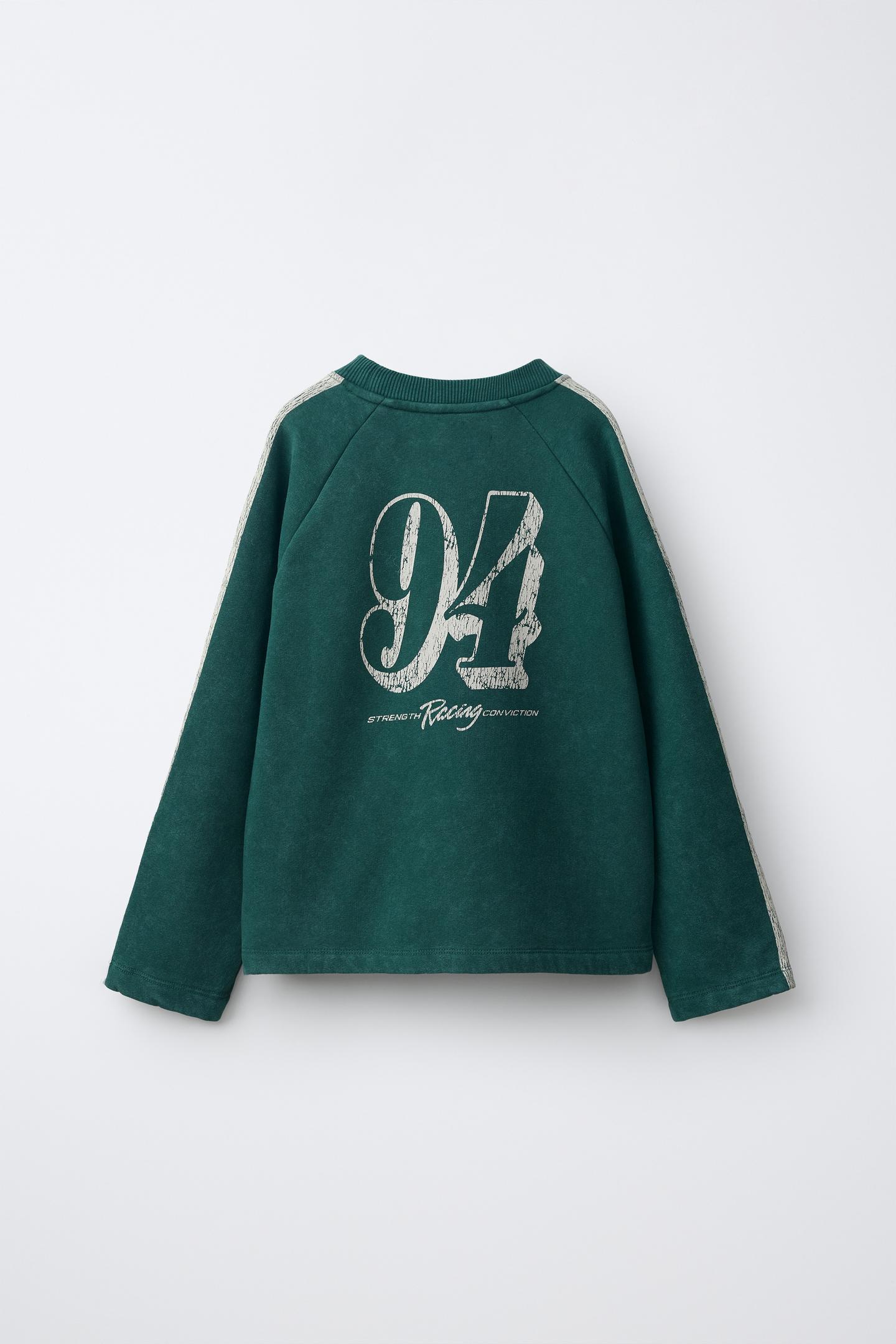 Свитшот Zara Text Print, цвет: Зелёный — фото 2