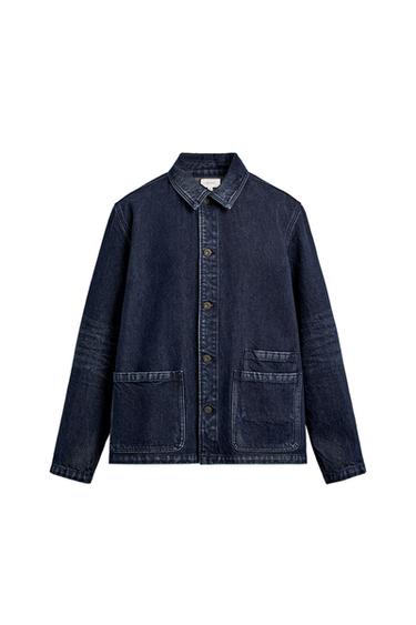 Zara POCKET DENIM JACKET - Blue