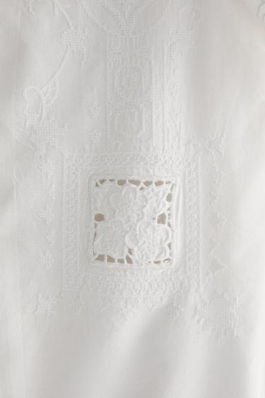 EMBROIDERED COTTON SHIRT - Oyster-white by Zara - Image 3