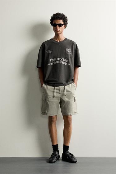 WASHED PRINT T-SHIRT - Anthracite grey by Zara - Image 0