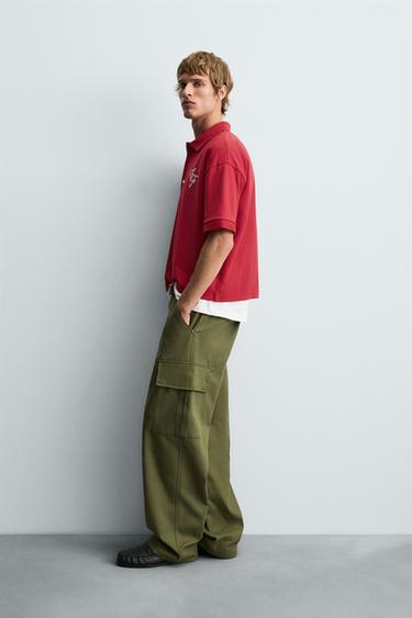 EMBROIDERED TEXT POLO SHIRT - Red by Zara - Image 3