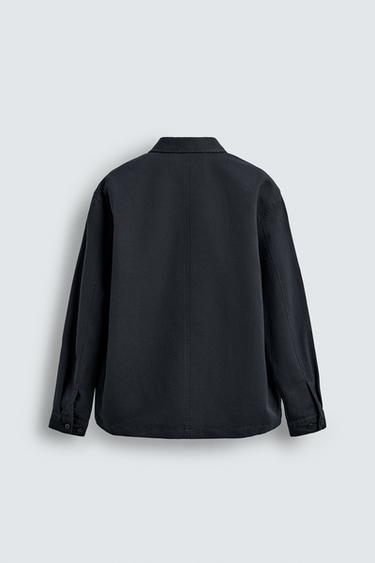 REGULAR FIT OVERSHIRT WITH POCKETS - Dark navy by Zara - Image 7