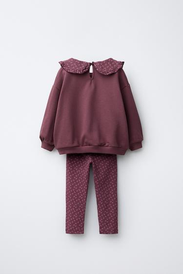 FLORAL JOGGING SWEATSHIRT AND LEGGINGS SET - Aubergine by Zara - Image 1