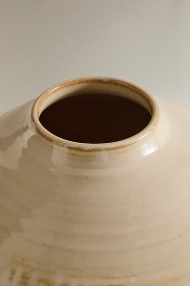 VASE GRÈS ÉMAILLÉ - Blanc cassé de Zara - Image 1
