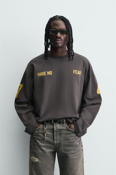 T-SHIRT À IMPRIMÉ CHIFFRES - Bleu / Acier de Zara