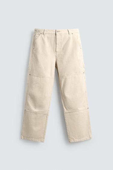 RELAXED FIT CARPENTER TROUSERS - Ecru by Zara
