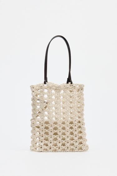 CROCHET MINI TOTE BAG - Light beige by Zara - Image 0