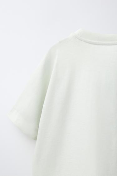 EMBOSSED SLOGAN T-SHIRT - Light green by Zara - Image 3