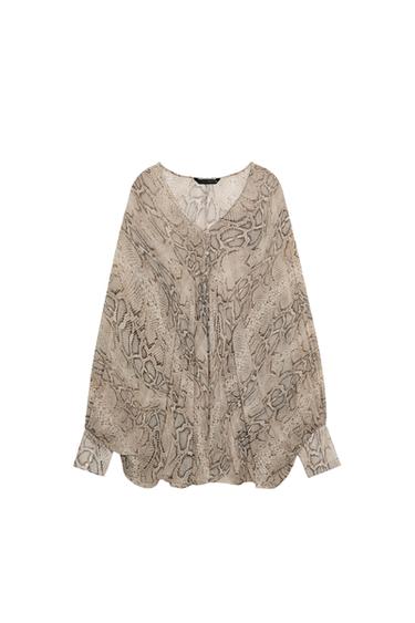 TOP ESTAMPADO ANIMAL ZW COLLECTION - Serpiente / Tostado de Zara