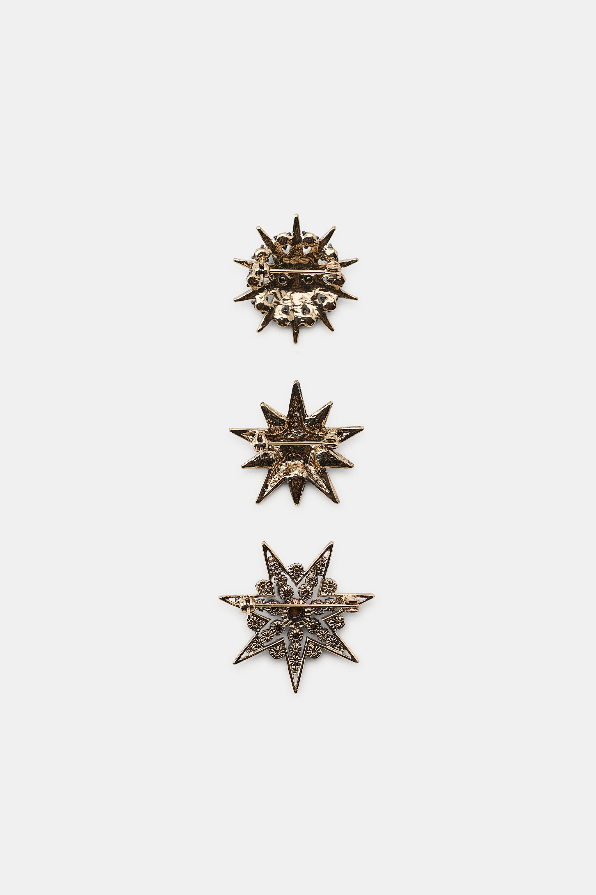 3-PACK OF RHINESTONE STAR BROOCHES