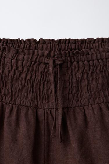 100% LINEN ELASTICATED BERMUDA SHORTS - Brown by Zara - Image 2