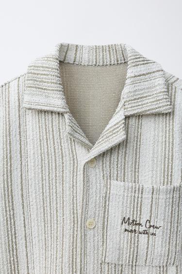 CHEMISE EN MAILLE À RAYURES - Vert de Zara - Image 2