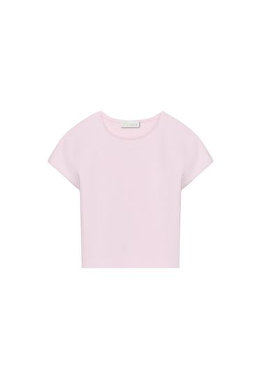 CROPPED SHORT SLEEVE T-SHIRT - Chalk pink by Zara