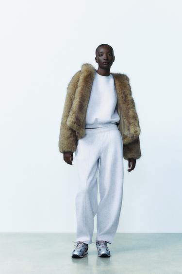 CARROT FIT PLUSH TROUSERS - Grey marl by Zara