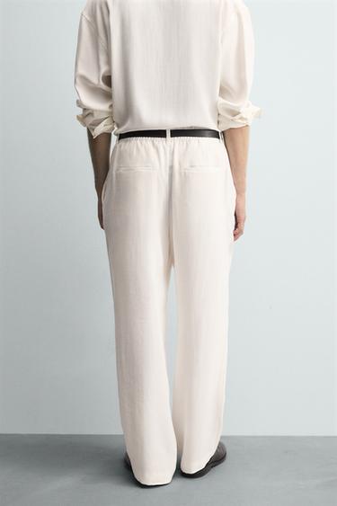 PANTALON COUPE DÉCONTRACTÉE PLIS - Blanc de Zara - Image 2