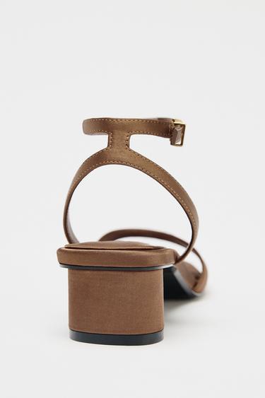 SATIN FINISH HEELED SANDALS - Ochre by Zara - Image 4