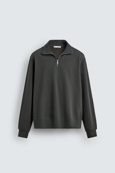 MOLETOM GOLA COM ZÍPER BÁSICO - Cinza-antracito da Zara