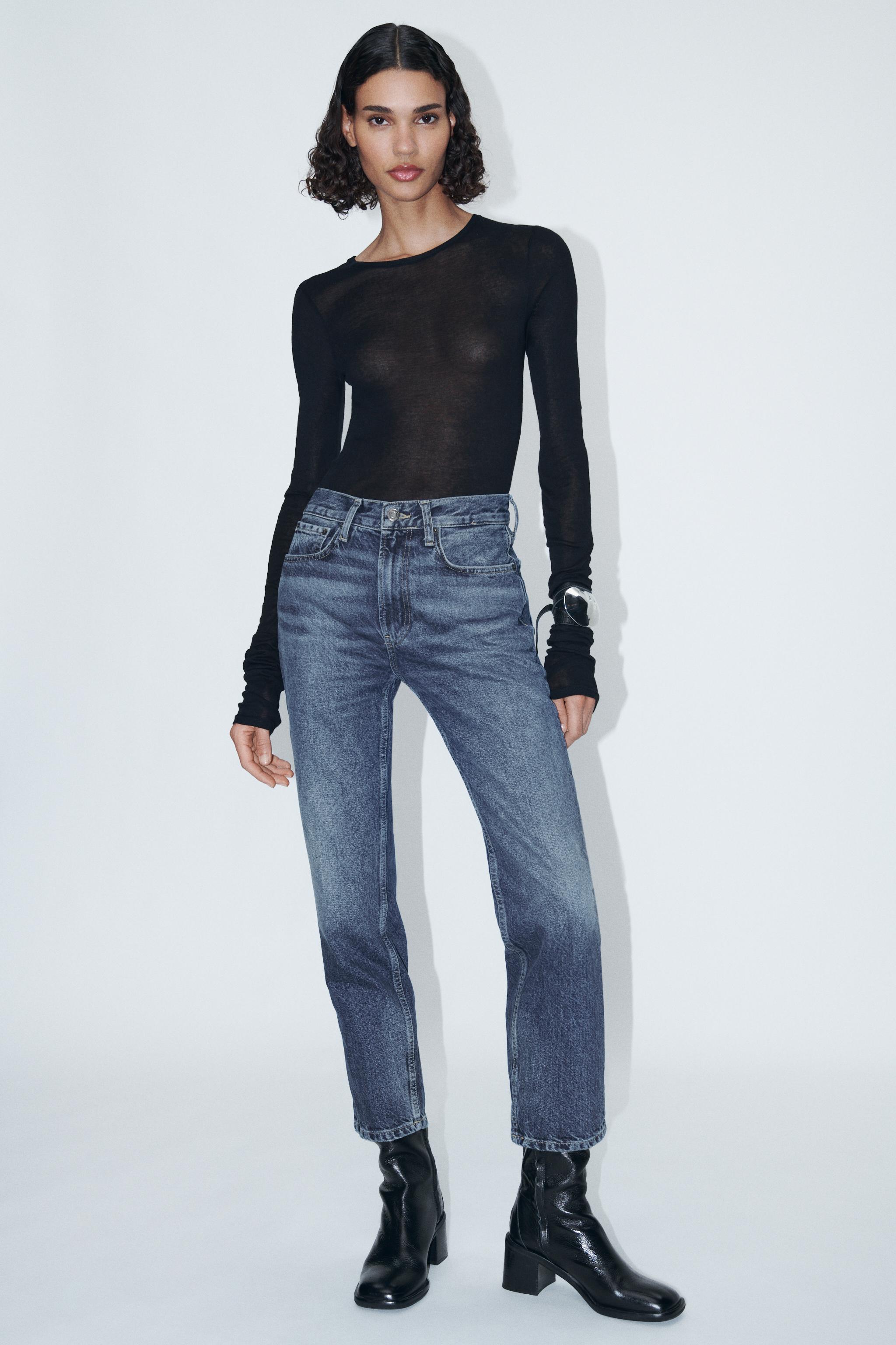 STRAIGHT CROPPED MID WAIST JEANS ZW COLLECTION - Blue 