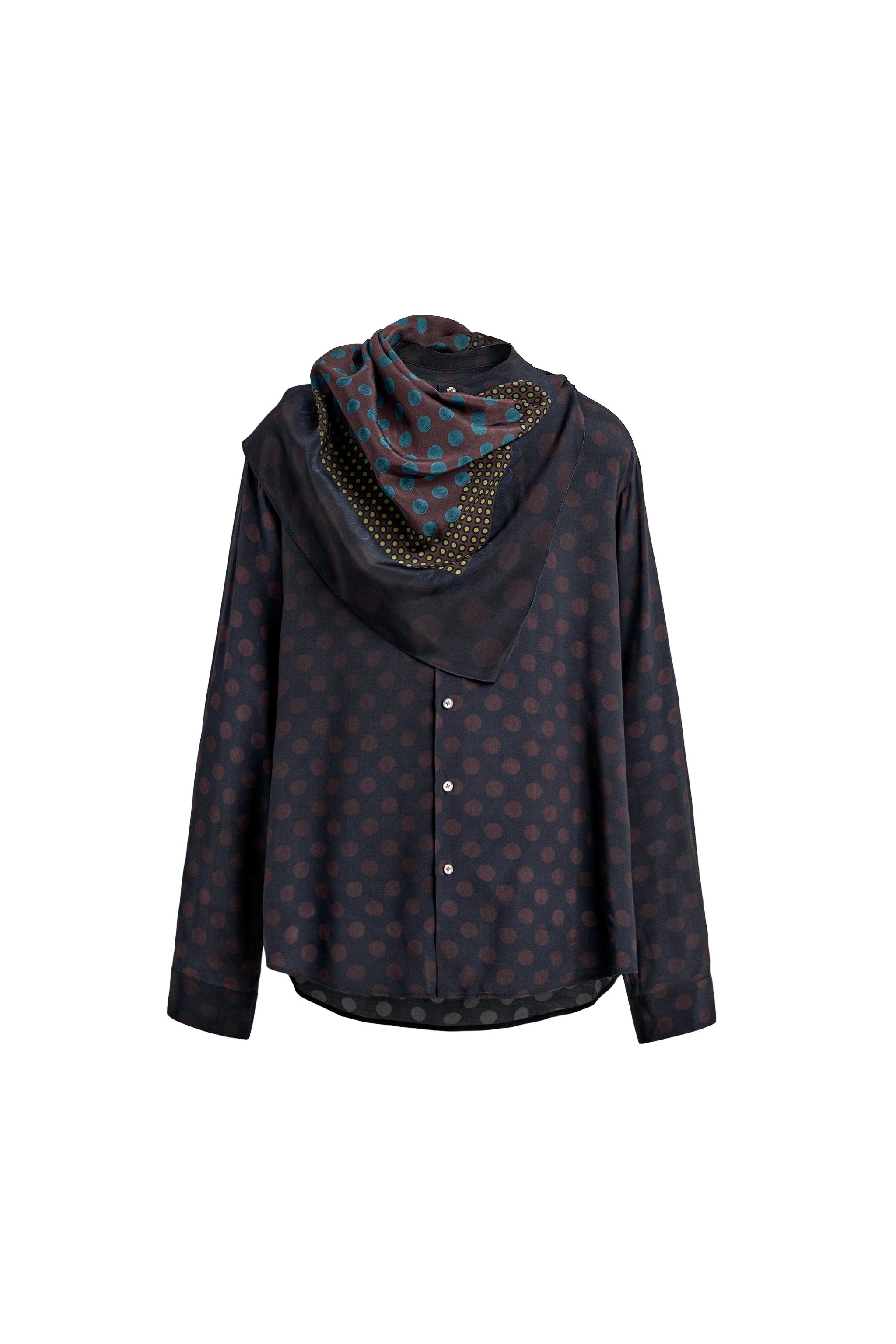 LIMITED EDITION POLKA DOT SCARF FLOWING SHIRT