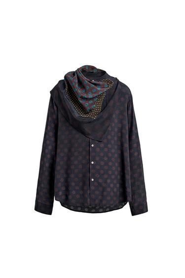 LIMITED EDITION POLKA DOT SCARF FLOWING SHIRT - Printed by Zara