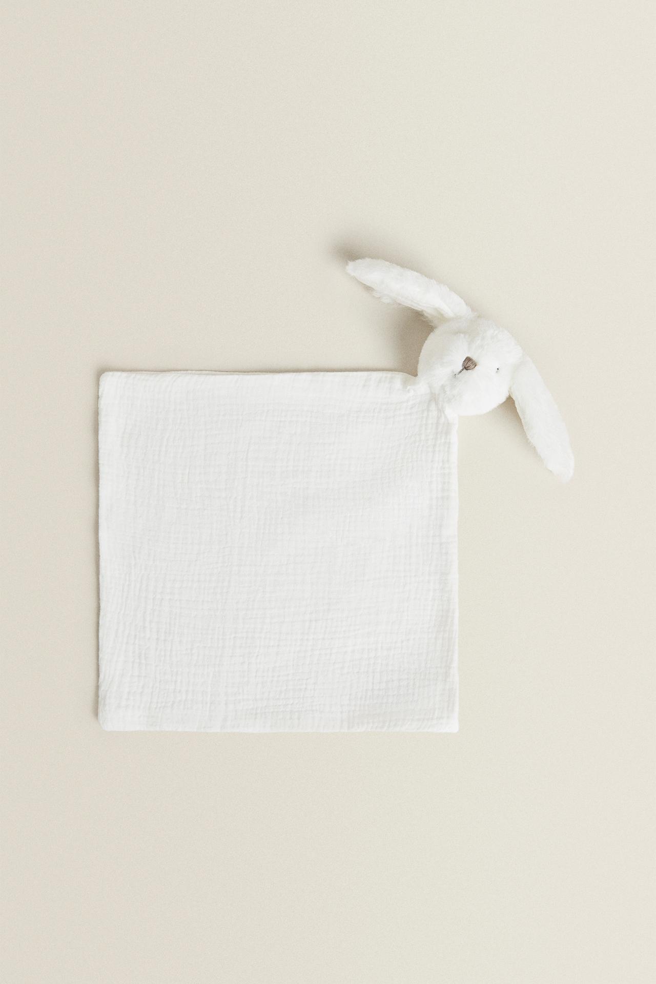 BABY SECURITY BLANKET RABBIT — White