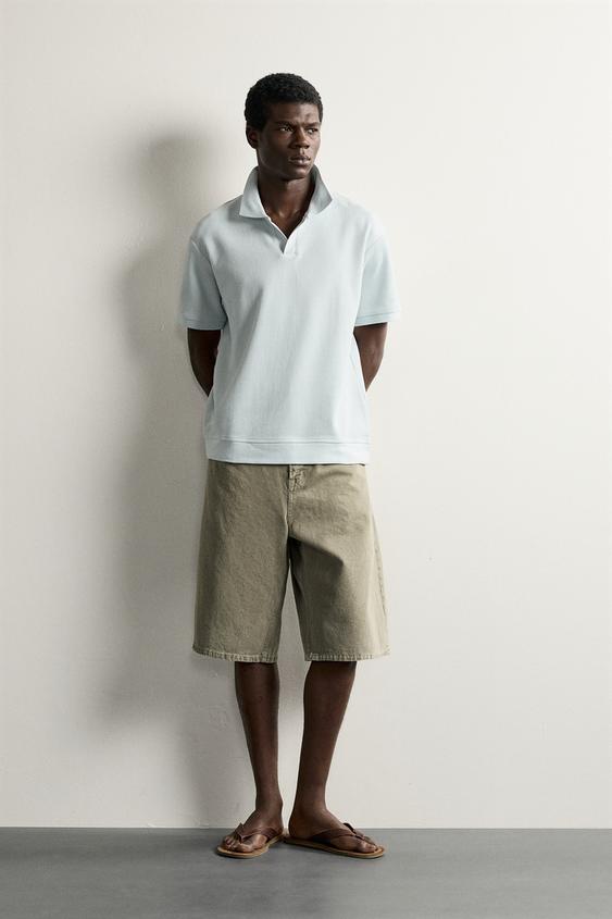 VERTICAL TEXTURE POLO SHIRT - Pastel blue by Zara - Image 0