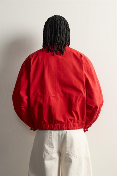 CONTRAST RELAXED FIT JACKET — Red 2
