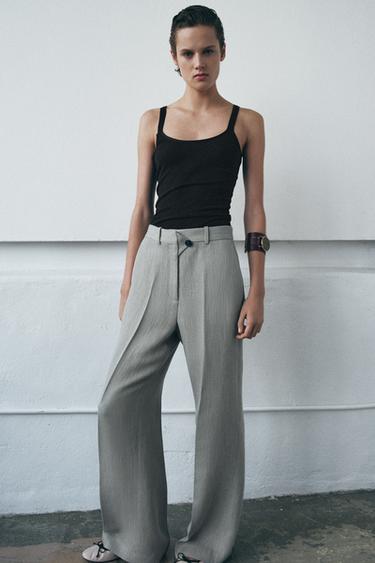 PANTALÓN FLARE ESTRUCTURA ZW COLLECTION - Gris de Zara