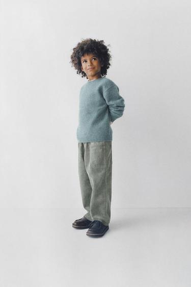 PANTALON EN VELOURS CÔTELÉ À POCHES - Vert de Zara