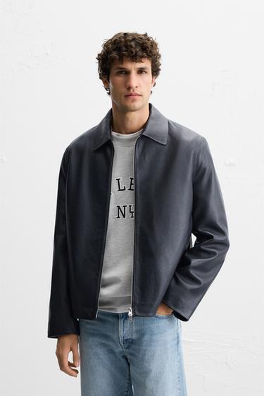 Zara LEATHER JACKET - Blue