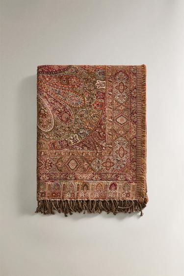 PAISLEY JACQUARD THROW - Brick by Zara