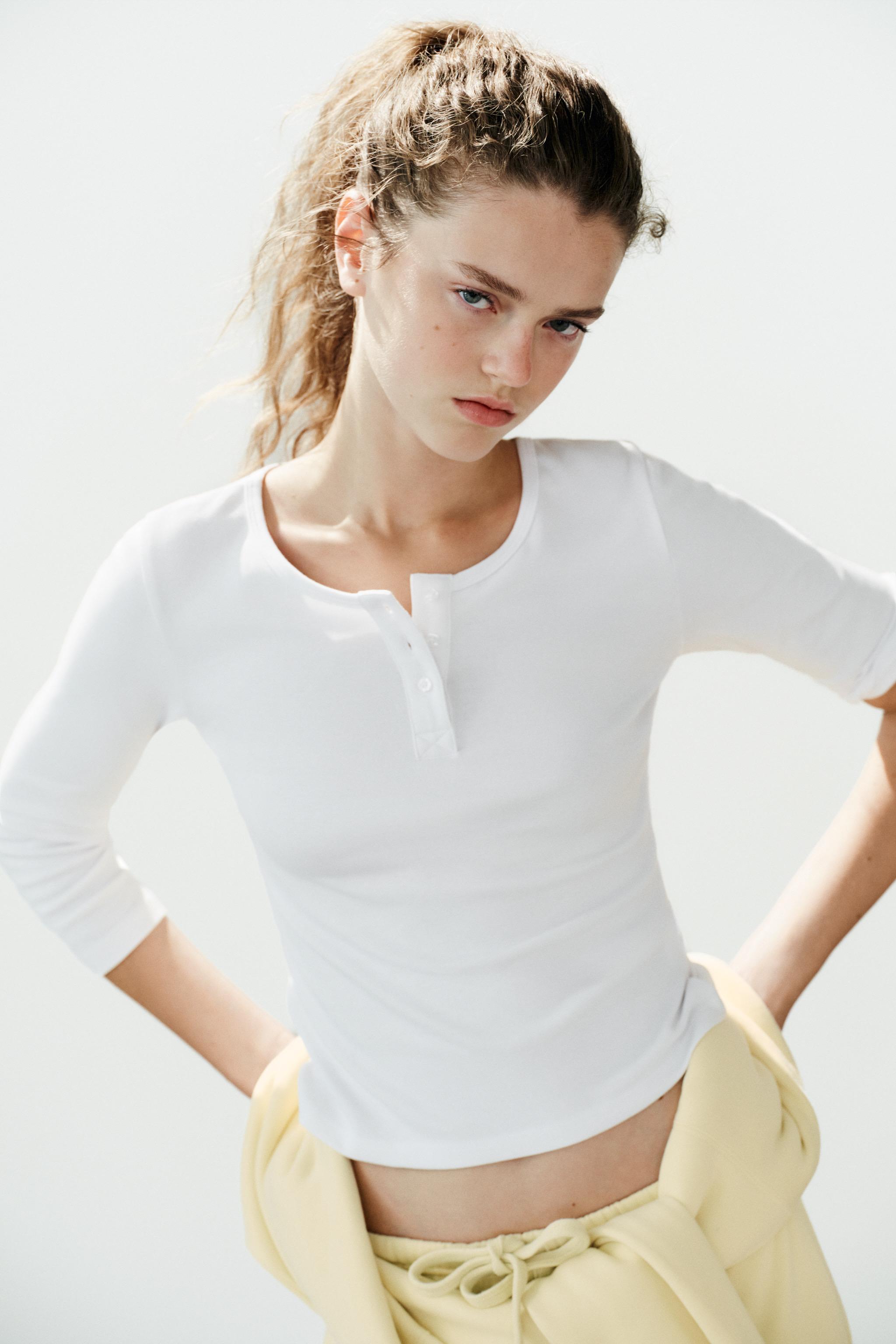 Zara DÜĞMELİ YAKA T-SHIRT görsel 3
