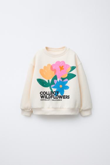 SUDADERA ESTAMPADA FLOR - Crudo de Zara - Imagen 0