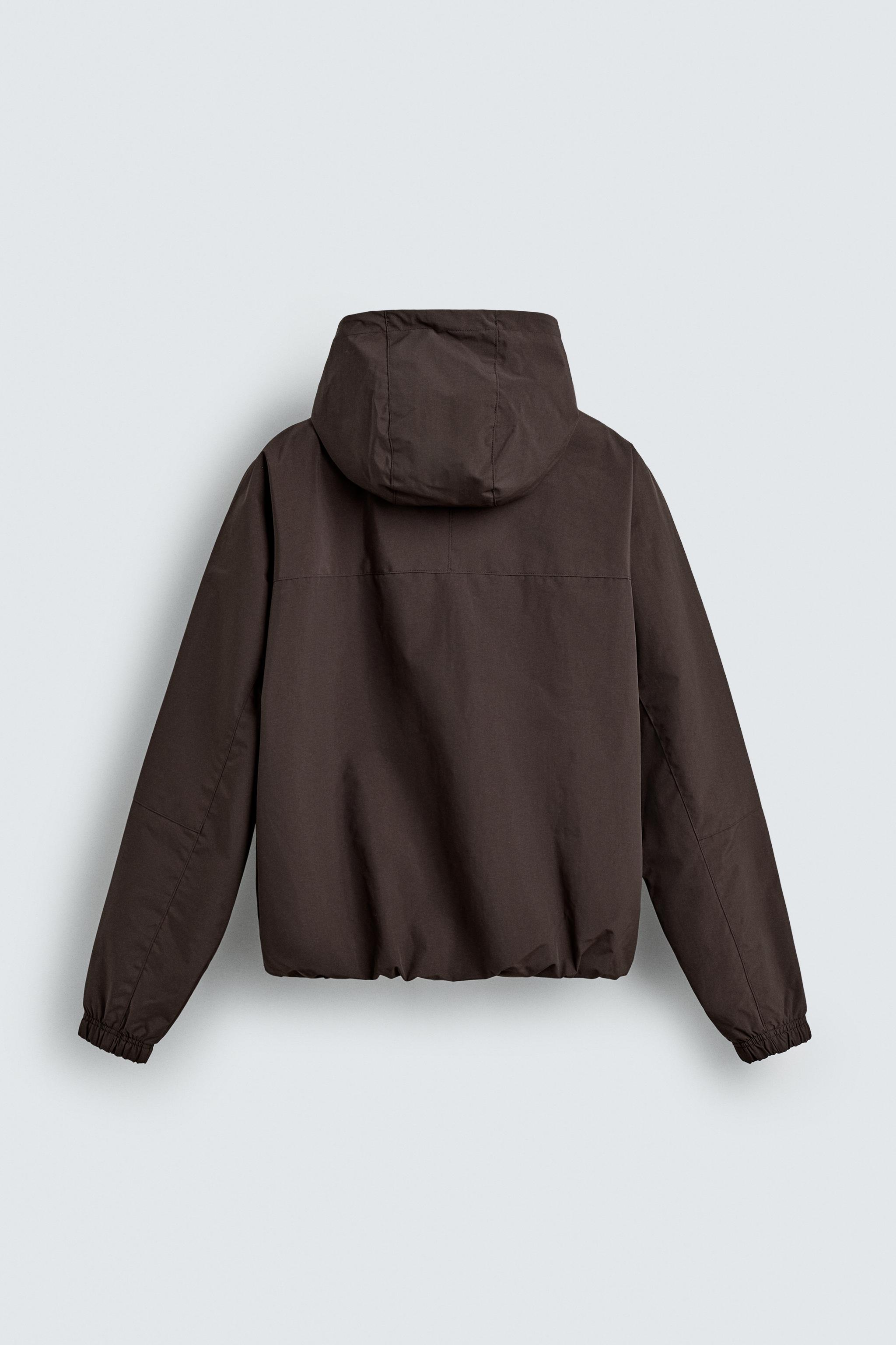撥水加工入りテクニカルフリースコンビジャケット - ブラウン | ZARA
