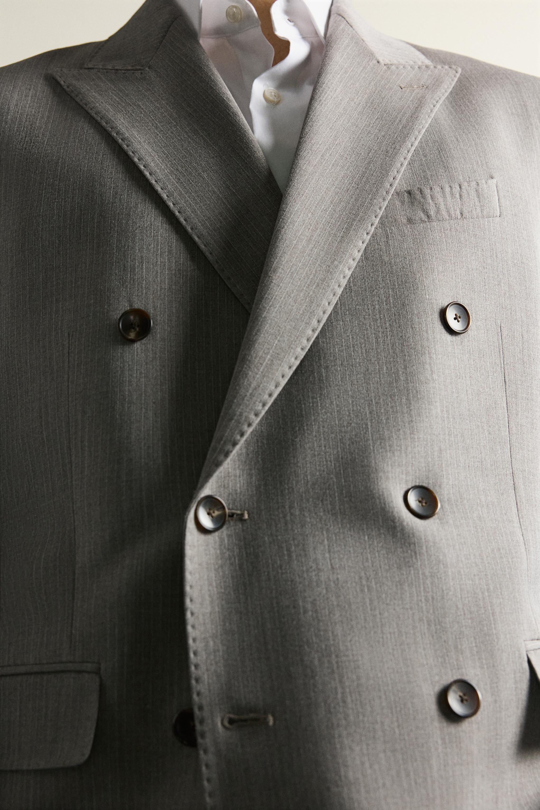STRIPED DOUBLE BREASTED SUIT BLAZER