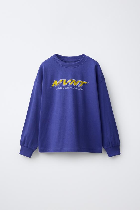 T-SHIRT À INSCRIPTION - Bleu roi de Zara - Image 0