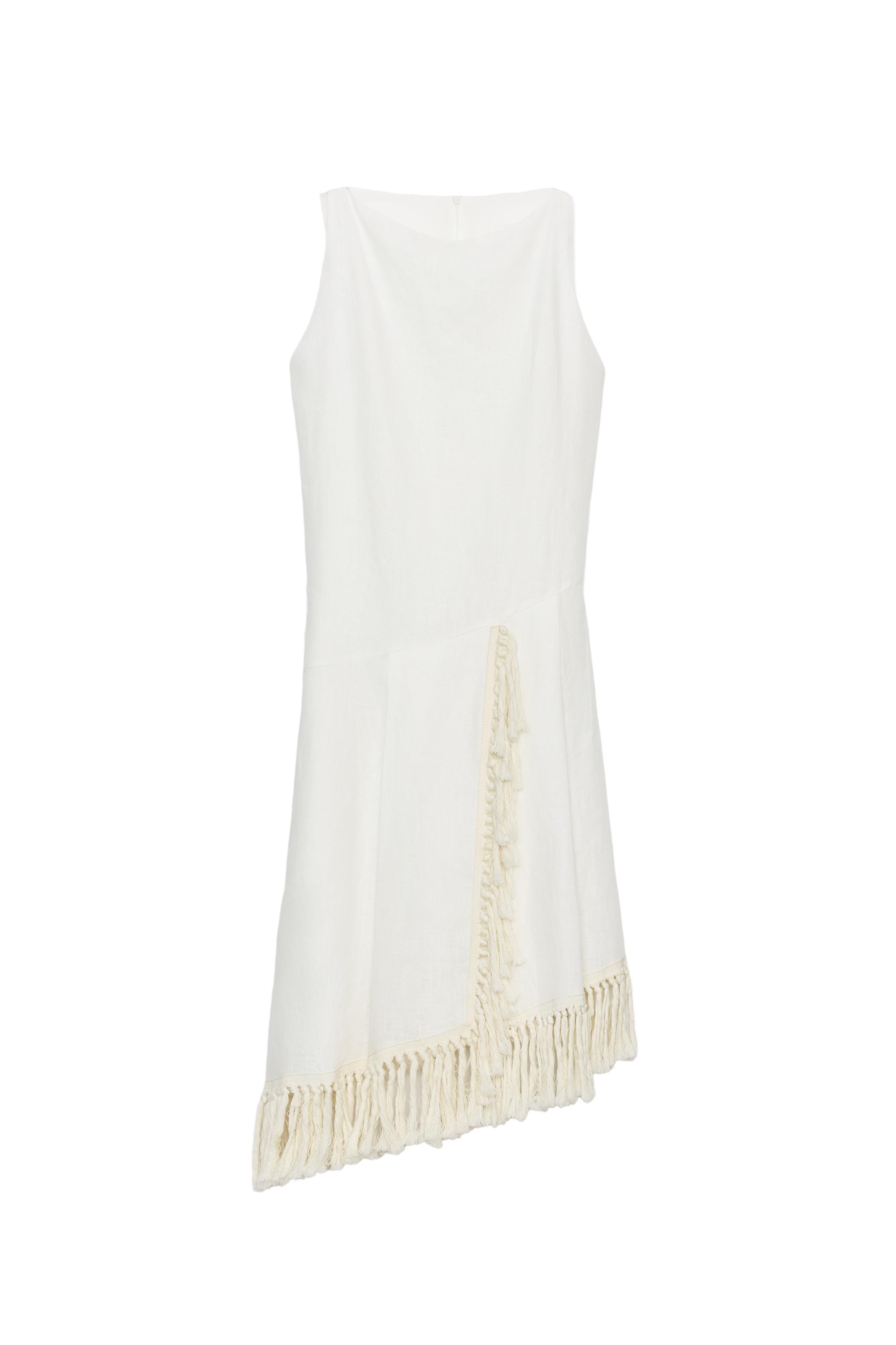 ZW COLLECTION 100% LINEN FRINGED DRESS - Light beige | ZARA United States ZW COLLECTION 100% LINEN FRINGED DRESS - Light beige | ZARA United States