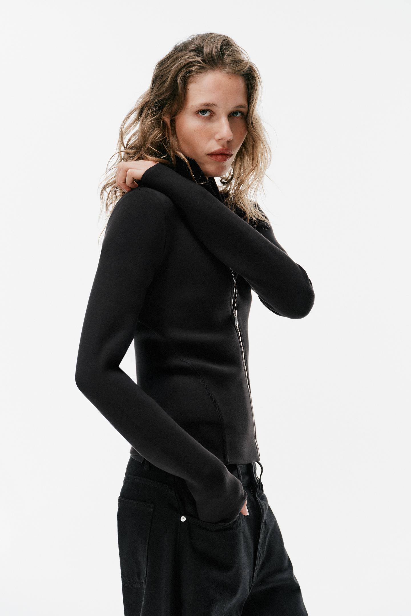 Женская куртка Zara Metal Zipper, цвет: Чёрный — фото 3