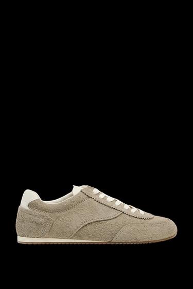 Zara CONTRAST LEATHER SNEAKERS - Green - Image 0