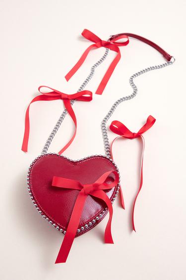 STUDDED HEART BAG - Red by Zara